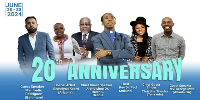 Faith & Grace Worship Center 20th Anniversary Celebration feat. Tanzanian Gospel Artist Christina Shusho: June 28-30, 2024 in Baltimore, MD